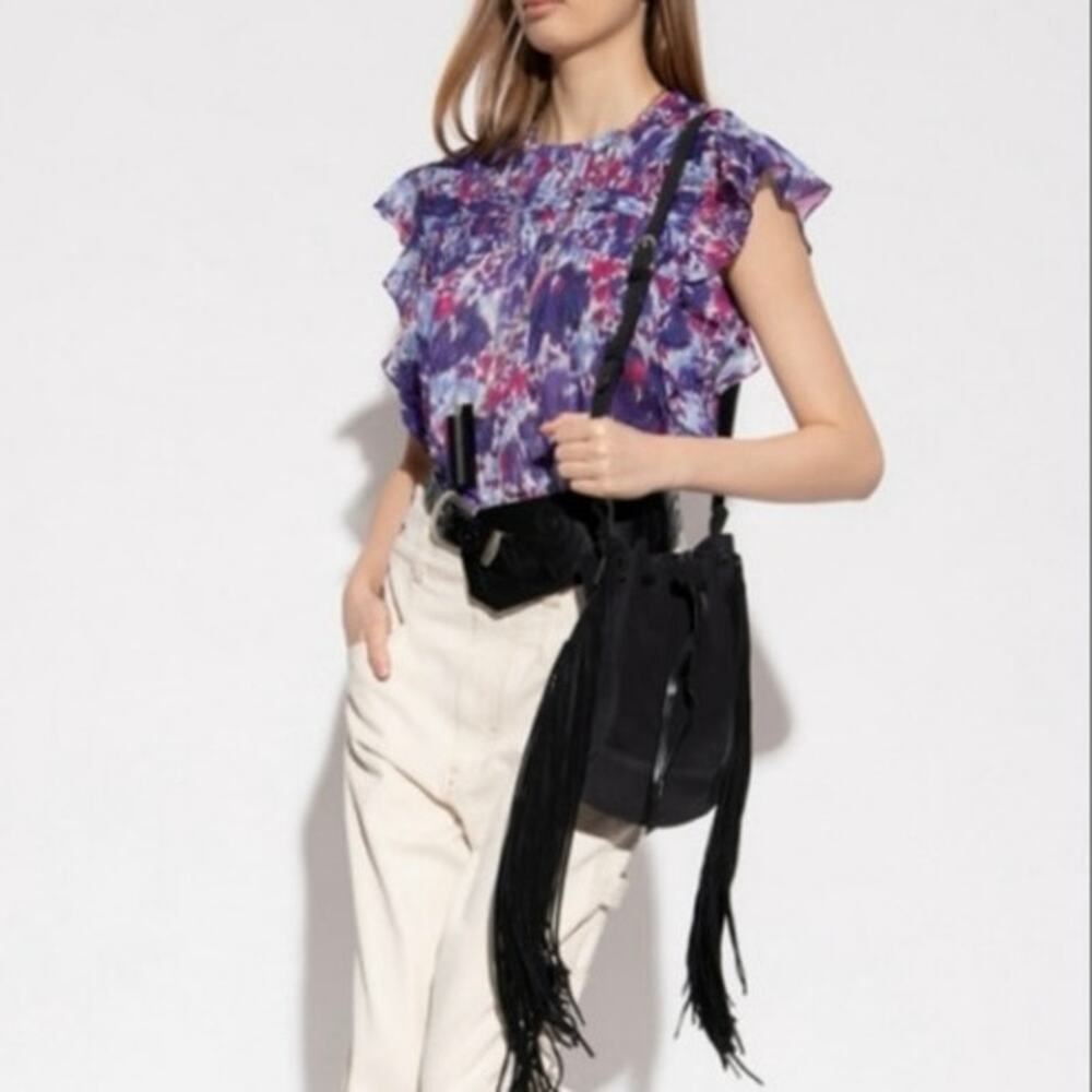 NWT Isabel Marant etolie abstract flutter sleeve layona blouse XS - Picture 3 of 14